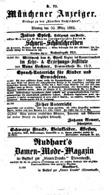 Münchener Anzeiger (Münchner neueste Nachrichten) Montag 30. März 1863