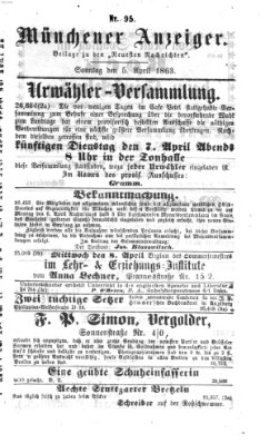 Münchener Anzeiger (Münchner neueste Nachrichten) Sonntag 5. April 1863