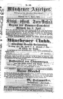 Münchener Anzeiger (Münchner neueste Nachrichten) Mittwoch 8. April 1863