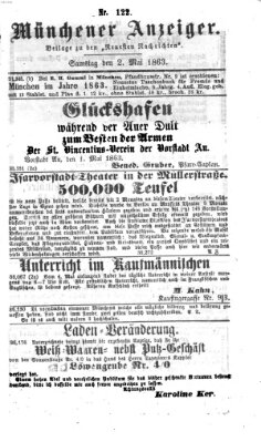 Münchener Anzeiger (Münchner neueste Nachrichten) Samstag 2. Mai 1863