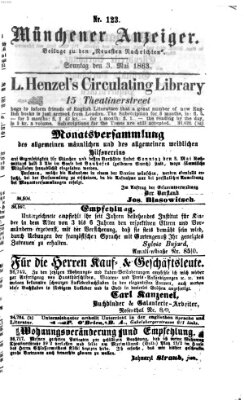 Münchener Anzeiger (Münchner neueste Nachrichten) Sonntag 3. Mai 1863