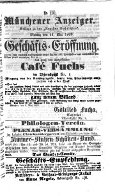 Münchener Anzeiger (Münchner neueste Nachrichten) Montag 11. Mai 1863