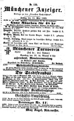 Münchener Anzeiger (Münchner neueste Nachrichten) Freitag 15. Mai 1863