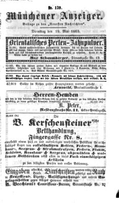 Münchener Anzeiger (Münchner neueste Nachrichten) Dienstag 19. Mai 1863