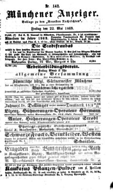 Münchener Anzeiger (Münchner neueste Nachrichten) Freitag 22. Mai 1863