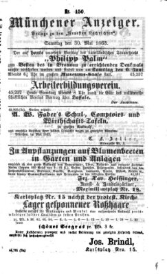 Münchener Anzeiger (Münchner neueste Nachrichten) Samstag 30. Mai 1863