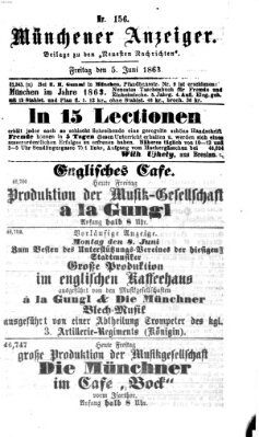 Münchener Anzeiger (Münchner neueste Nachrichten) Freitag 5. Juni 1863