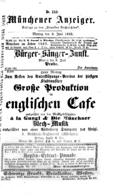 Münchener Anzeiger (Münchner neueste Nachrichten) Montag 8. Juni 1863