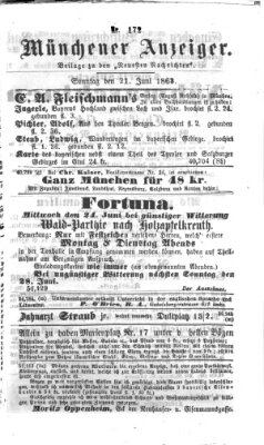 Münchener Anzeiger (Münchner neueste Nachrichten) Sonntag 21. Juni 1863