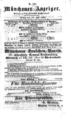 Münchener Anzeiger (Münchner neueste Nachrichten) Freitag 10. Juli 1863