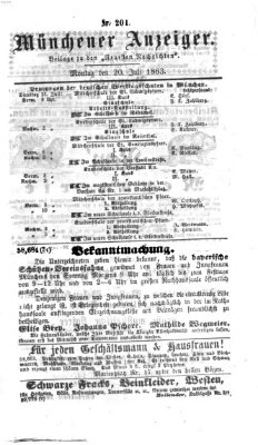 Münchener Anzeiger (Münchner neueste Nachrichten) Montag 20. Juli 1863