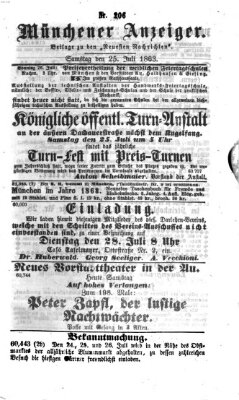 Münchener Anzeiger (Münchner neueste Nachrichten) Samstag 25. Juli 1863