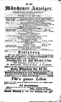 Münchener Anzeiger (Münchner neueste Nachrichten) Sonntag 26. Juli 1863