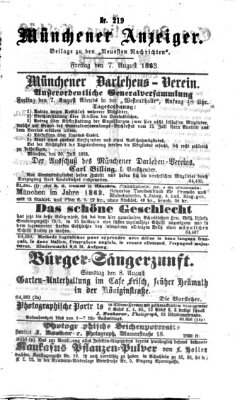 Münchener Anzeiger (Münchner neueste Nachrichten) Freitag 7. August 1863