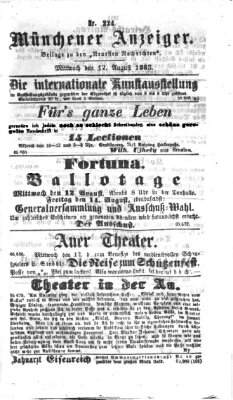 Münchener Anzeiger (Münchner neueste Nachrichten) Mittwoch 12. August 1863