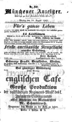 Münchener Anzeiger (Münchner neueste Nachrichten) Montag 24. August 1863