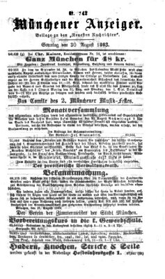 Münchener Anzeiger (Münchner neueste Nachrichten) Sonntag 30. August 1863