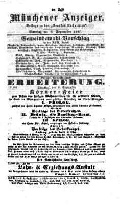 Münchener Anzeiger (Münchner neueste Nachrichten) Sonntag 6. September 1863