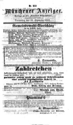 Münchener Anzeiger (Münchner neueste Nachrichten) Donnerstag 10. September 1863