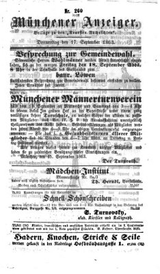 Münchener Anzeiger (Münchner neueste Nachrichten) Donnerstag 17. September 1863