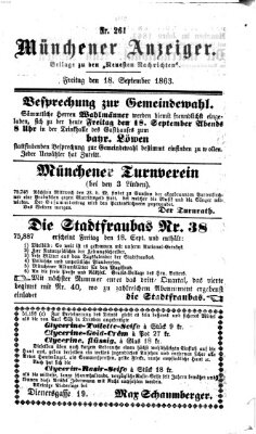 Münchener Anzeiger (Münchner neueste Nachrichten) Freitag 18. September 1863