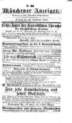 Münchener Anzeiger (Münchner neueste Nachrichten) Sonntag 20. September 1863