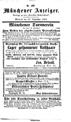 Münchener Anzeiger (Münchner neueste Nachrichten) Mittwoch 23. September 1863