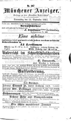 Münchener Anzeiger (Münchner neueste Nachrichten) Donnerstag 24. September 1863