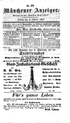 Münchener Anzeiger (Münchner neueste Nachrichten) Freitag 2. Oktober 1863