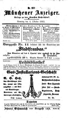 Münchener Anzeiger (Münchner neueste Nachrichten) Sonntag 4. Oktober 1863