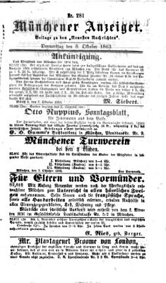 Münchener Anzeiger (Münchner neueste Nachrichten) Donnerstag 8. Oktober 1863