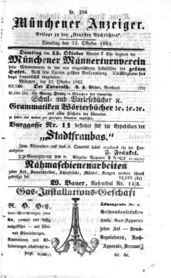 Münchener Anzeiger (Münchner neueste Nachrichten) Dienstag 13. Oktober 1863