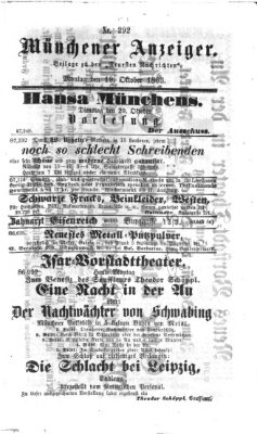 Münchener Anzeiger (Münchner neueste Nachrichten) Montag 19. Oktober 1863