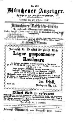 Münchener Anzeiger (Münchner neueste Nachrichten) Dienstag 20. Oktober 1863