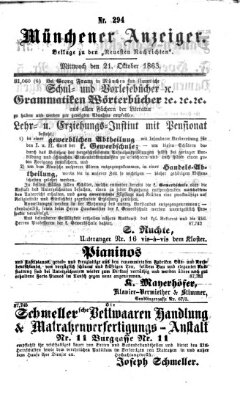 Münchener Anzeiger (Münchner neueste Nachrichten) Mittwoch 21. Oktober 1863