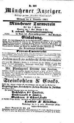 Münchener Anzeiger (Münchner neueste Nachrichten) Mittwoch 4. November 1863