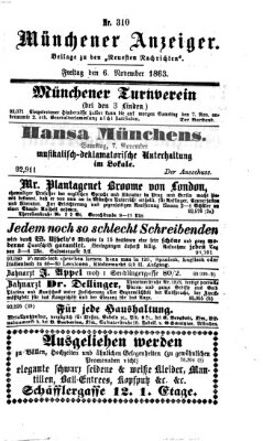 Münchener Anzeiger (Münchner neueste Nachrichten) Freitag 6. November 1863