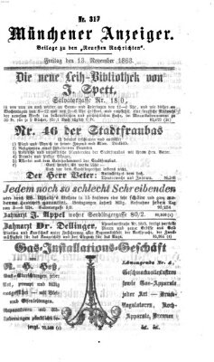 Münchener Anzeiger (Münchner neueste Nachrichten) Freitag 13. November 1863