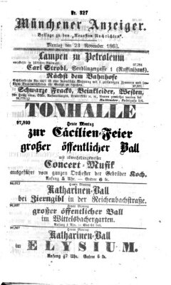 Münchener Anzeiger (Münchner neueste Nachrichten) Montag 23. November 1863