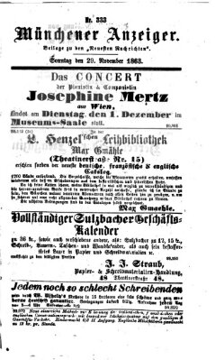 Münchener Anzeiger (Münchner neueste Nachrichten) Sonntag 29. November 1863