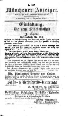 Münchener Anzeiger (Münchner neueste Nachrichten) Donnerstag 3. Dezember 1863