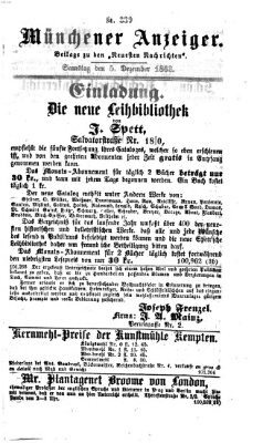 Münchener Anzeiger (Münchner neueste Nachrichten) Samstag 5. Dezember 1863