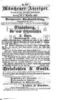 Münchener Anzeiger (Münchner neueste Nachrichten) Sonntag 6. Dezember 1863