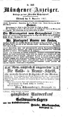 Münchener Anzeiger (Münchner neueste Nachrichten) Mittwoch 9. Dezember 1863