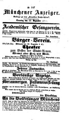 Münchener Anzeiger (Münchner neueste Nachrichten) Sonntag 13. Dezember 1863