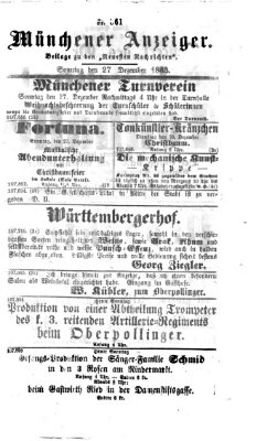 Münchener Anzeiger (Münchner neueste Nachrichten) Sonntag 27. Dezember 1863