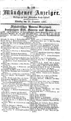 Münchener Anzeiger (Münchner neueste Nachrichten) Dienstag 29. Dezember 1863