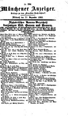 Münchener Anzeiger (Münchner neueste Nachrichten) Mittwoch 30. Dezember 1863