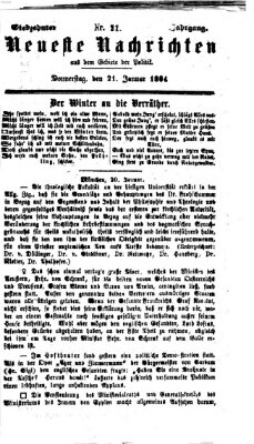 Neueste Nachrichten aus dem Gebiete der Politik (Münchner neueste Nachrichten) Donnerstag 21. Januar 1864