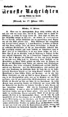 Neueste Nachrichten aus dem Gebiete der Politik (Münchner neueste Nachrichten) Mittwoch 17. Februar 1864